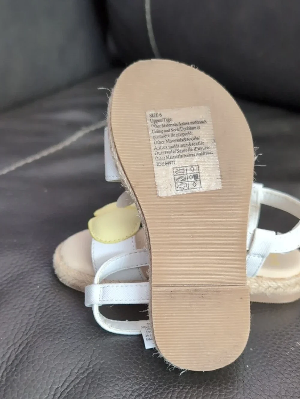Kids Toddler Shoes Janie and Jack White Sandals with Yellow Lemon Appliqués